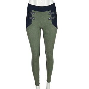 Bebe High Waist Suede Combo Legging Black/Green Size XS